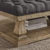 HNU Rustic Rectangle 60 Inch Linen Polyester Button Tufted Ottoman, Elegant Dark Grey Accent Cocktail Coffee Table with Planked Lower Shelf, Pinewood Frame Easy Assemble Furniture for Living Room view 3