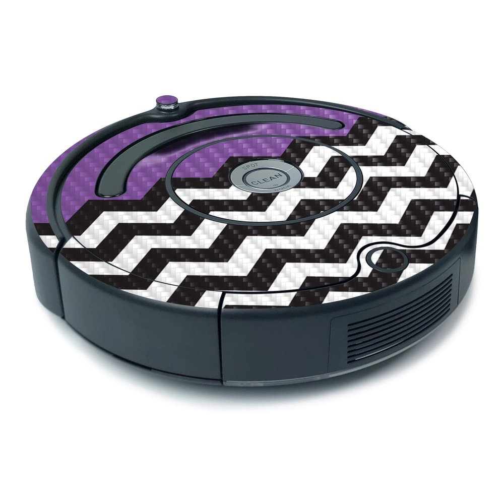 MightySkins Carbon Fiber Skin for iRobot Roomba 675 Minimal Coverage - Purple Chevron | Protective, Durable Textured Carbon Fiber Finish | Easy to Apply, Remove, and Change Styles | Made in The USA