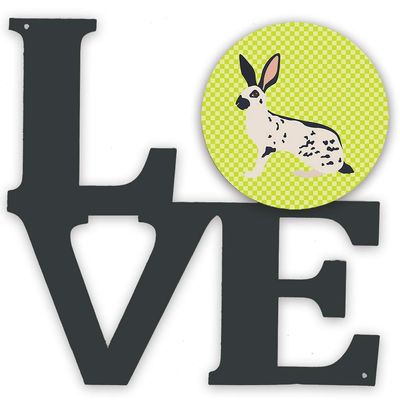 Caroline's Treasures BB7787WALV English Spot Rabbit Green Metal Wall Artwork Love Indoor Outdoor Art Decor Patio, Bathroom, Kitchen Colorful Aluminum and Black Steel Sculpture