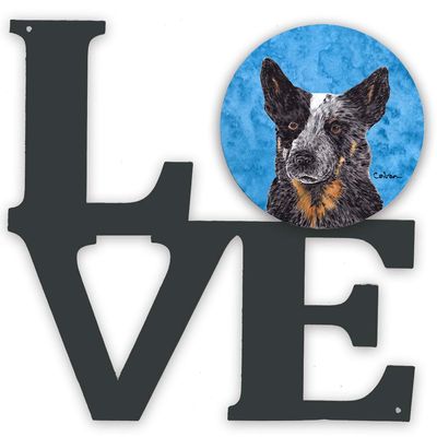 Caroline's Treasures SC9141BUWALV Blue Australian Cattle Dog Metal Wall Artwork Love Indoor Outdoor Art Decor Patio, Bathroom, Kitchen Colorful Aluminum and Black Steel Sculpture