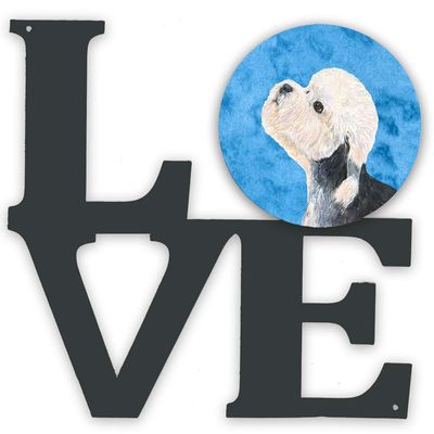 Caroline's Treasures SS4779-BUWALV Blue Dandie Dinmont Terrier Metal Wall Artwork Love Indoor Outdoor Art Decor Patio, Bathroom, Kitchen Colorful Aluminum and Black Steel Sculpture