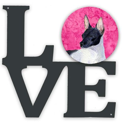 Caroline's Treasures SS4756-PKWALV Pink Rat Terrier Metal Wall Artwork Love Indoor Outdoor Art Decor Patio, Bathroom, Kitchen Colorful Aluminum and Black Steel Sculpture