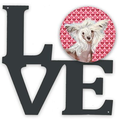 Caroline's Treasures LH9167WALV Chinese Crested Hearts Love and Valentine's Day Portrait Metal Wall Artwork LOVE Indoor Outdoor Art Decor Patio, Bathroom, Kitchen Colorful Aluminum and Black Steel Scu