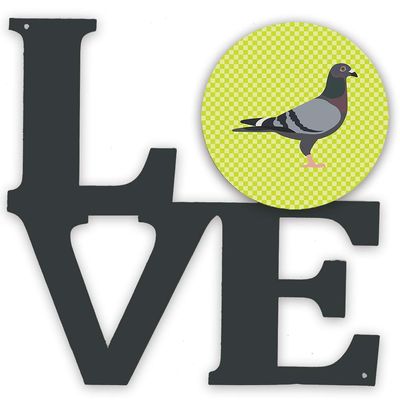 Caroline's Treasures BB7777WALV Racing Pigeon Green Metal Wall Artwork Love Indoor Outdoor Art Decor Patio, Bathroom, Kitchen Colorful Aluminum and Black Steel Sculpture