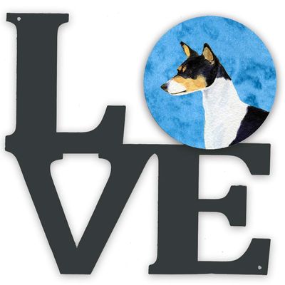 Caroline's Treasures SS4790-BUWALV Blue Basenji Metal Wall Artwork Love Indoor Outdoor Art Decor Patio, Bathroom, Kitchen Colorful Aluminum and Black Steel Sculpture