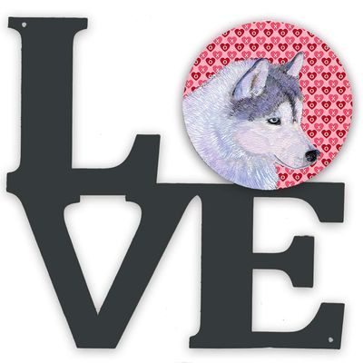 Caroline's Treasures SS4464WALV Siberian Husky Hearts Love Valentine's Day Metal Wall Artwork Love Indoor Outdoor Art Decor Patio, Bathroom, Kitchen Colorful Aluminum and Black Steel Sculpture