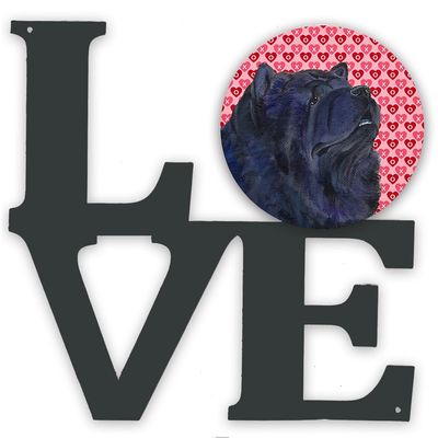 Caroline's Treasures SS4501WALV Chow Chow Hearts Love and Valentine's Day Portrait Metal Wall Artwork LOVE Indoor Outdoor Art Decor Patio, Bathroom, Kitchen Colorful Aluminum and Black Steel Sculpture