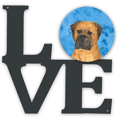 Caroline's Treasures SS4793-BUWALV Blue Bullmastiff Metal Wall Artwork Love Indoor Outdoor Art Decor Patio, Bathroom, Kitchen Colorful Aluminum and Black Steel Sculpture