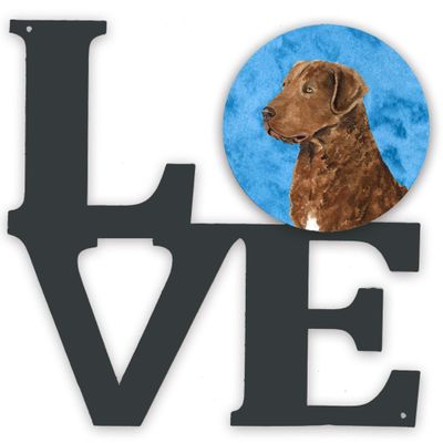 Caroline's Treasures SS4807-BUWALV Blue Chesapeake Bay Retriever Metal Wall Artwork Love Indoor Outdoor Art Decor Patio, Bathroom, Kitchen Colorful Aluminum and Black Steel Sculpture
