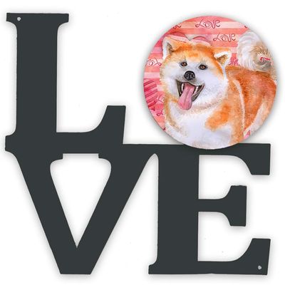 Caroline's Treasures BB9790WALV Akita Love Metal Wall Artwork Love, Red Indoor Outdoor Art Decor Patio, Bathroom, Kitchen Colorful Aluminum and Black Steel Sculpture