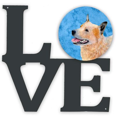 Caroline's Treasures LH9362BUWALV Blue Australian Cattle Dog Metal Wall Artwork Love Indoor Outdoor Art Decor Patio, Bathroom, Kitchen Colorful Aluminum and Black Steel Sculpture