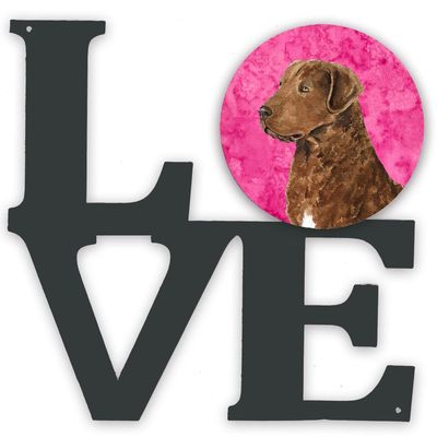 Caroline's Treasures SS4807-PKWALV Pink Chesapeake Bay Retriever Metal Wall Artwork Love Indoor Outdoor Art Decor Patio, Bathroom, Kitchen Colorful Aluminum and Black Steel Sculpture