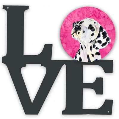 Caroline's Treasures SS4768-PKWALV Pink Dalmatian Metal Wall Artwork Love Indoor Outdoor Art Decor Patio, Bathroom, Kitchen Colorful Aluminum and Black Steel Sculpture