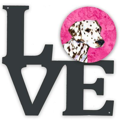 Caroline's Treasures SS4745-PKWALV Pink Dalmatian Metal Wall Artwork Love Indoor Outdoor Art Decor Patio, Bathroom, Kitchen Colorful Aluminum and Black Steel Sculpture