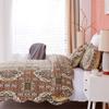 DaDa Bedding Earthy Cross Motif Folk Bedspread - Cozy Arabian Moroccan Ogee Rustic Antique Style Quilted Coverlet Set - Scalloped Edges Warm Tones Burnt Orange Brown Olive Green - Full - 3-Pieces view 3