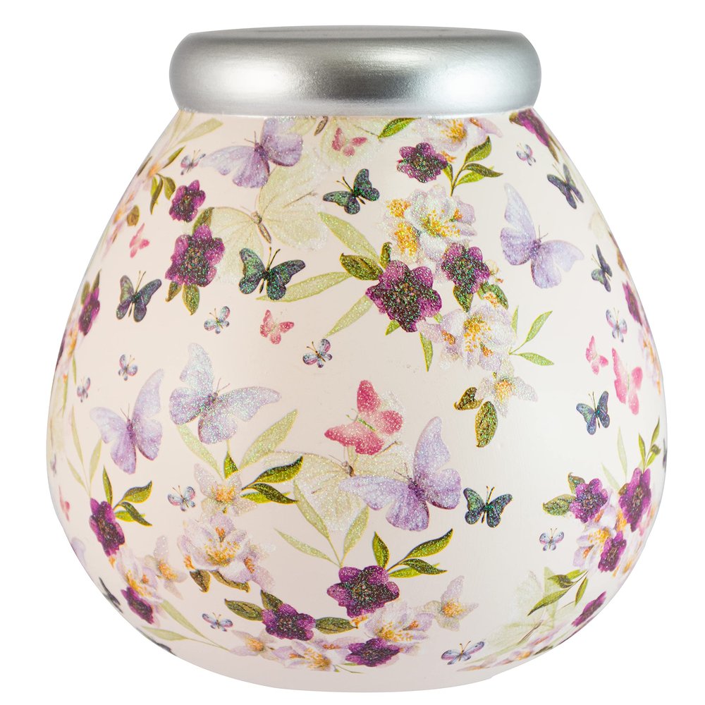 Pot Of Dreams Smash Money Box Savings Jar, Ceramic, Butterfly Floral, Large