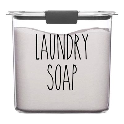 Light Brown - Laundry Soap Vinyl Decal - Skinny Farmhouse Style for Laundry Room - 7.5w x 8h inches - Die Cut Sticker