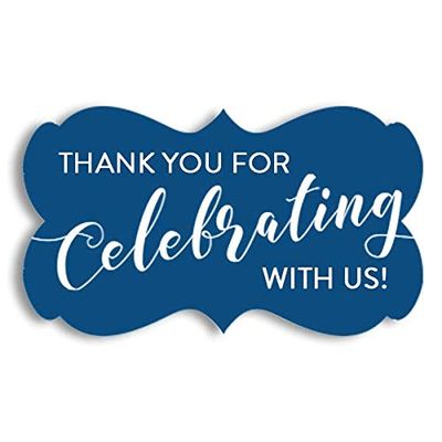 Thank You for Celebrating with Us | 2.244" x 1.299" - 36 Decorative Stickers | Thank You Labels | Wedding Thank You Stickers | Baby Shower Thank You Stickers (Blue)