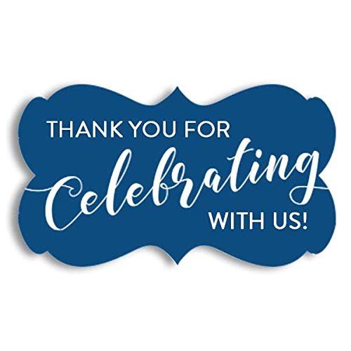 Thank You for Celebrating with Us | 2.244" x 1.299" - 36 Decorative Stickers | Thank You Labels | Wedding Thank You Stickers | Baby Shower Thank You Stickers (Blue)