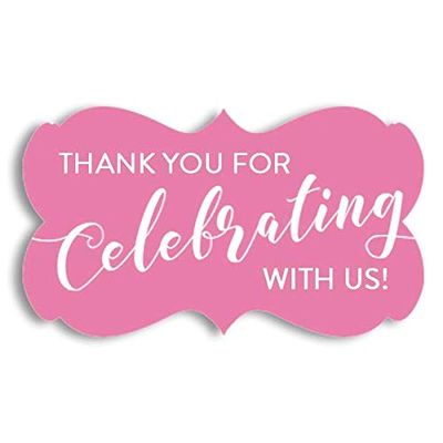 Thank You for Celebrating with US | 2.244" x 1.299" - 36 Decorative Stickers | Thank You Labels | Wedding Thank You Stickers | Baby Shower Thank You Stickers (Pink)