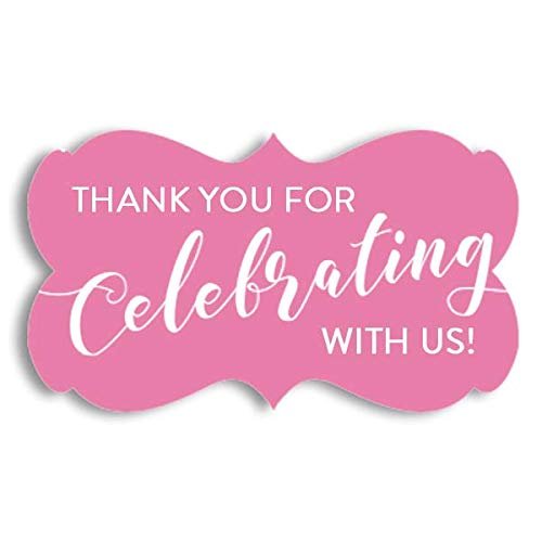 Thank You for Celebrating with US | 2.244" x 1.299" - 36 Decorative Stickers | Thank You Labels | Wedding Thank You Stickers | Baby Shower Thank You Stickers (Pink)