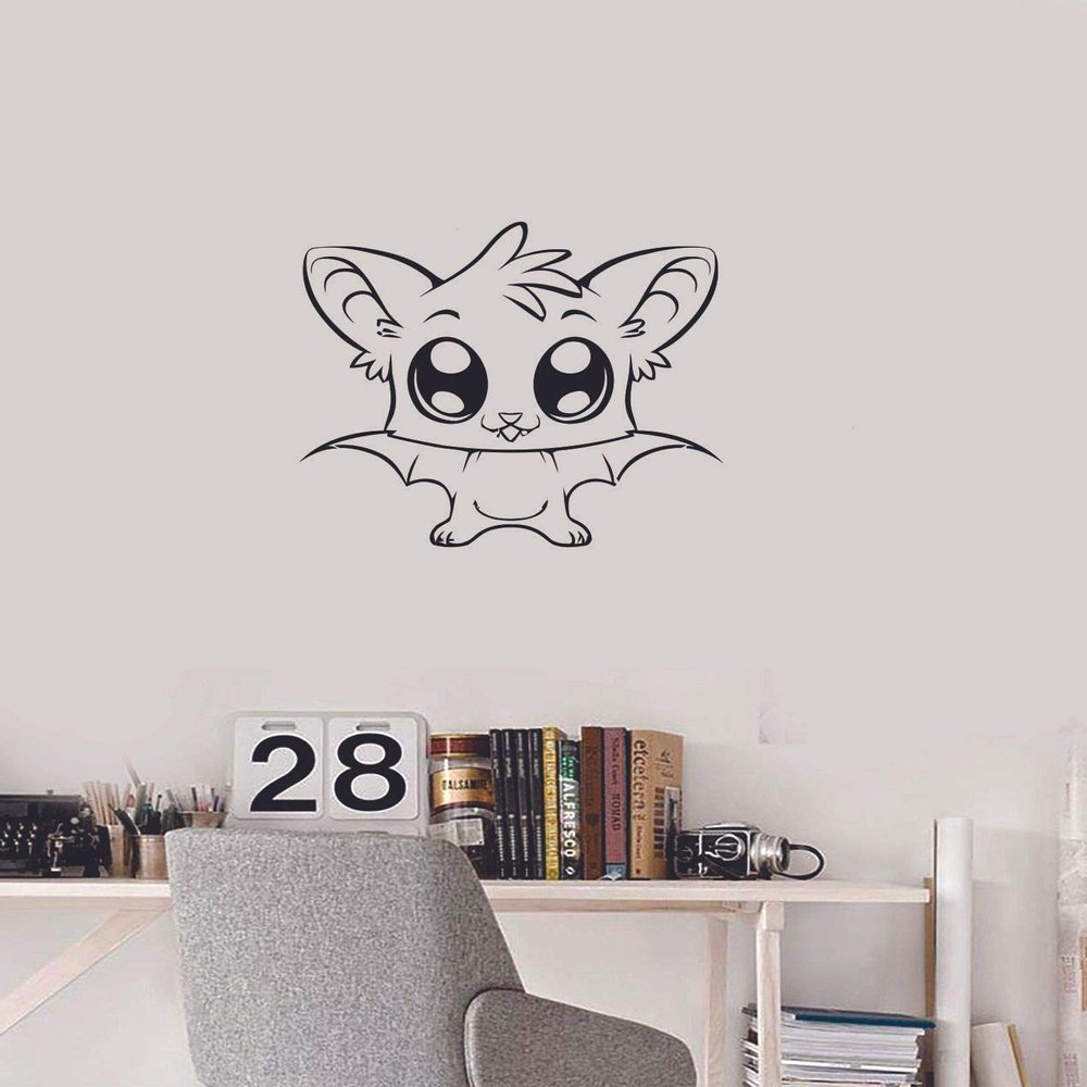 Cute Baby Bat Bats Animals Animal Children Cartoon Wall Sticker Art Decal for Girls Boys Room Bedroom Nursery Kindergarten House Fun Home Decor Stickers Wall Art Vinyl Decoration Size (40x40 inch)