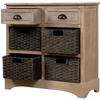 Harper & Bright Designs Storage Cabinet, Rustic Storage Cabinet with Two Drawers and Four Classic Fabric Basket for Kitchen/Dining Room/Entryway/Living Room, Accent Furniture, White Washed view 3