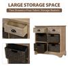 Harper & Bright Designs Storage Cabinet, Rustic Storage Cabinet with Two Drawers and Four Classic Fabric Basket for Kitchen/Dining Room/Entryway/Living Room, Accent Furniture, White Washed view 4