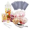 Purple Square 6 Jar Retro Pick & Mix Victorian Sweet Shop Candy Buffet Kit Party Pack with Scoop, Tongs & Bags - Dark Blue Stripe view 1