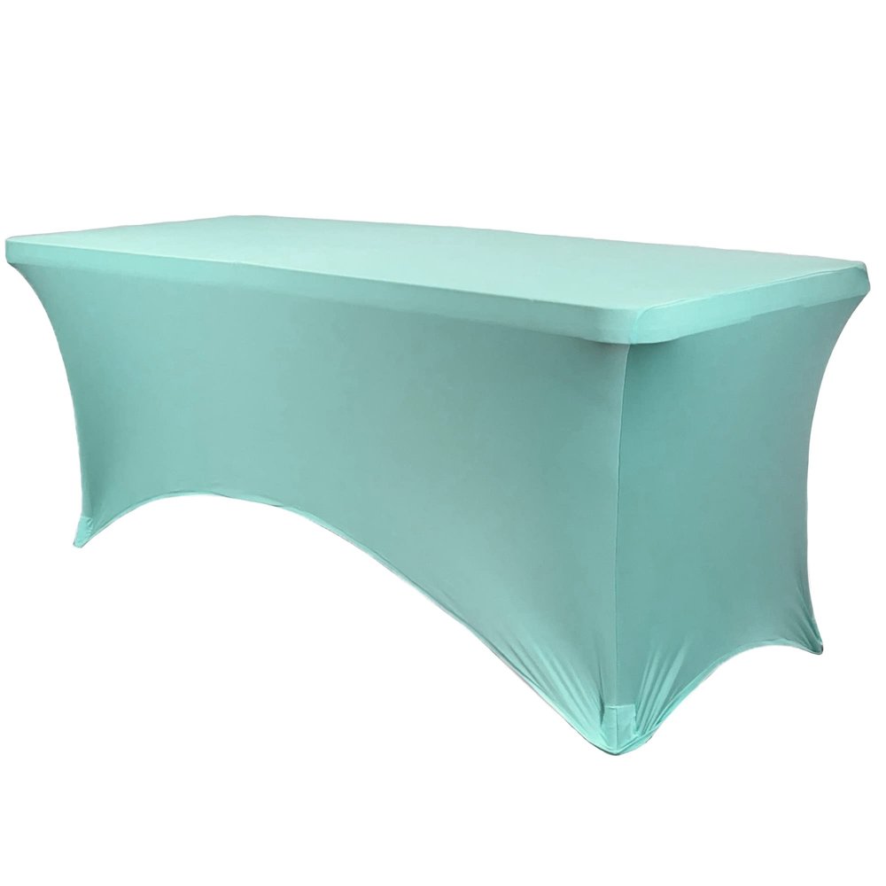 YOUR CHAIR COVERS - 8ft Robin Egg Rectangular Spandex Table Covers Fitted Tablecloth Wedding Event Patio Decorations Elastic Fabric Stretch for Folding Table