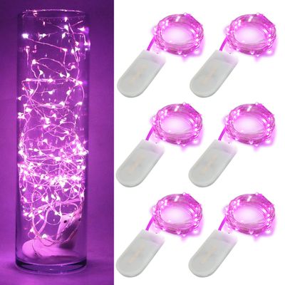 6 Pack 7Ft Starry Fairy String Lights No Remote Waterproof 20LED Pink Light
