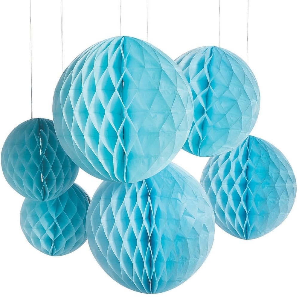 Lt Blue Honeycomb Hanging Decor - Party Decor - 6 Pieces