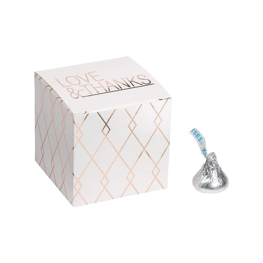 Fun Express Rose Gold Foil Wedding Favor Boxes - Elegant Party Favor Boxes for Weddings Bridal Showers Baby Showers & Special Events - Perfect for Candies Treats and Small Gifts - Set of 24 Pieces