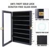 Military Challenge Coin Display Case Lockable Wood Cabinet Rack Holder Black Shadow Box with Removable 2 Grooves Shelves and Anti Fade Real Glass Door for Casino Poker Chips Collectibles view 3
