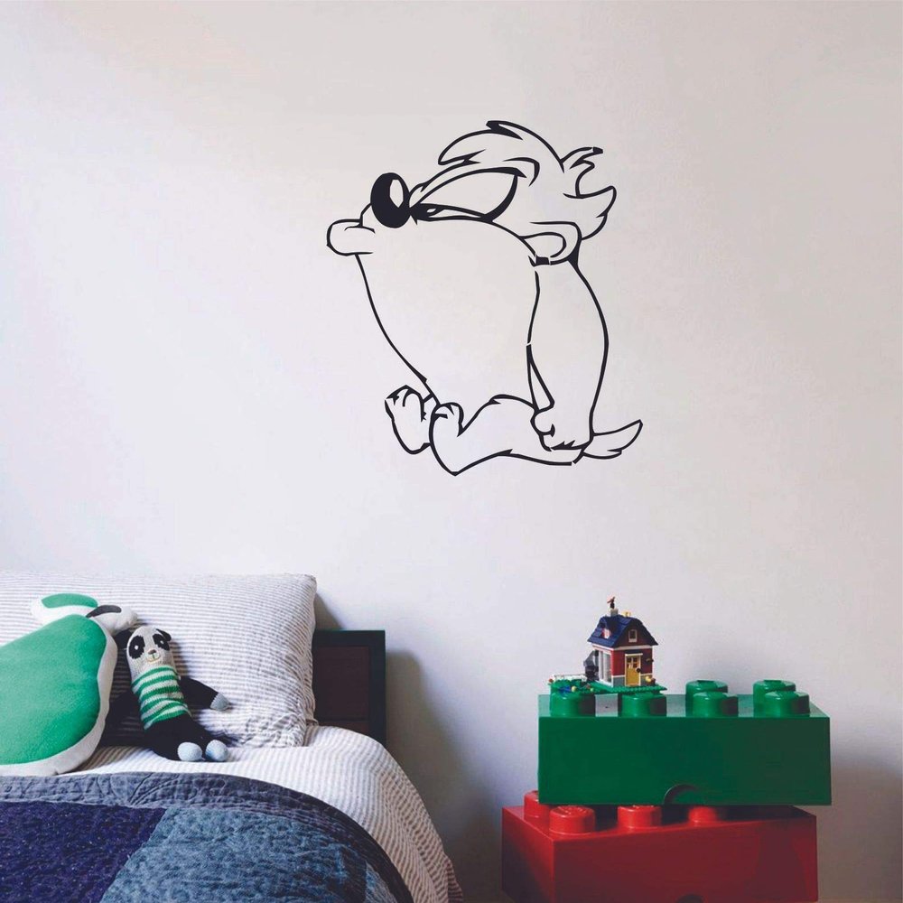 Cute Tazmanian Devil Children Cartoon Wall Sticker Art Decal for Girls Boys Room Bedroom Nursery Kindergarten House Fun Home Decor Stickers Wall Art Vinyl Decoration Size (30x27 inch)