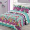 3pc Full/Queen Size Quilt Bedspread Kids/Teens Mermaid Dolphin Under The sea Branches Sea Life Purple Pink Teal Girls Multicolor Bedding New view 1