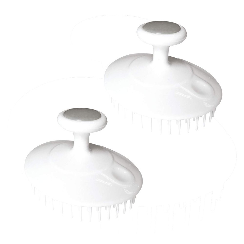 Towa Sangyo Body Brush, Lilacare Shampoo Brush for Head and Bath, Pack of 2, White, Approx. 3.1 x 3.9 x 2.0 inches (8 x 10 x 5 cm)