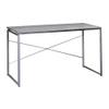 Benjara Sled Base Rectangular Table with X Shape Back and Wood Top, Gray and Silver view 1