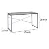 Benjara Sled Base Rectangular Table with X Shape Back and Wood Top, Gray and Silver view 3