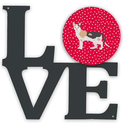 Caroline's Treasures CK5644WALV Malayan #1 Cat Love Metal Wall Artwork Love, Red Indoor Outdoor Art Decor Patio, Bathroom, Kitchen Colorful Aluminum and Black Steel Sculpture