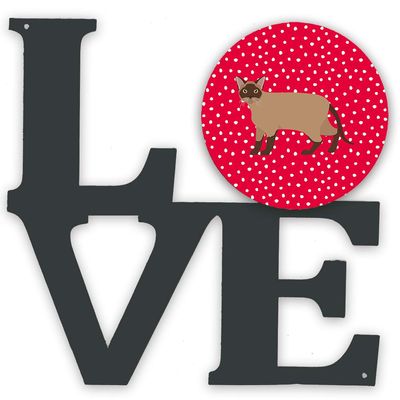 Caroline's Treasures CK5570WALV Burmese Cat Love Metal Wall Artwork Love, Red Indoor Outdoor Art Decor Patio, Bathroom, Kitchen Colorful Aluminum and Black Steel Sculpture