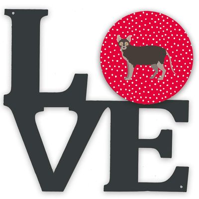 Caroline's Treasures CK5639WALV Lykoi #1 Cat Love Metal Wall Artwork LOVE, Red Indoor Outdoor Art Decor Patio, Bathroom, Kitchen Colorful Aluminum and Black Steel Sculpture