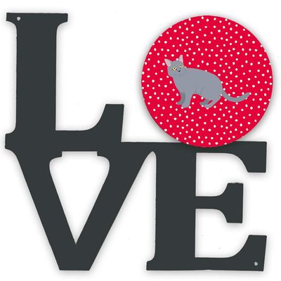 Caroline's Treasures CK5613WALV European Shorthair #3 Cat Love Metal Wall Artwork Love, Red Indoor Outdoor Art Decor Patio, Bathroom, Kitchen Colorful Aluminum and Black Steel Sculpture