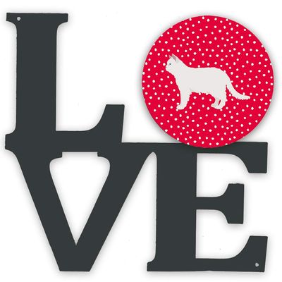 Caroline's Treasures CK5682WALV Poodle Cat #2 Cat Love Metal Wall Artwork Love, Red Indoor Outdoor Art Decor Patio, Bathroom, Kitchen Colorful Aluminum and Black Steel Sculpture