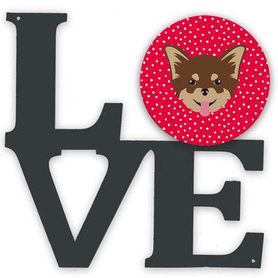 Caroline's Treasures CK5190WALV Chihuahua Love Metal Wall Artwork Love, Red Indoor Outdoor Art Decor Patio, Bathroom, Kitchen Colorful Aluminum and Black Steel Sculpture