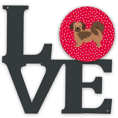 Caroline's Treasures CK5897WALV Tibetan Spaniel Love Metal Wall Artwork Love, Red Indoor Outdoor Art Decor Patio, Bathroom, Kitchen Colorful Aluminum and Black Steel Sculpture