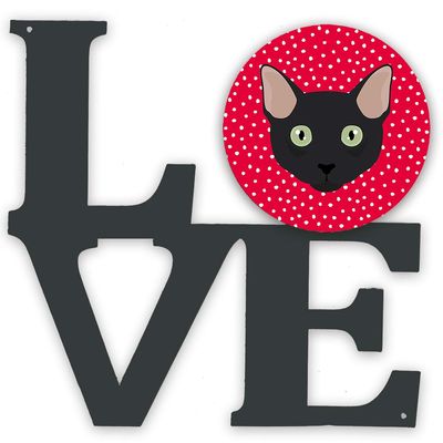 Caroline's Treasures CK5131WALV Mandalay Cat Love Metal Wall Artwork LOVE, Red Indoor Outdoor Art Decor Patio, Bathroom, Kitchen Colorful Aluminum and Black Steel Sculpture