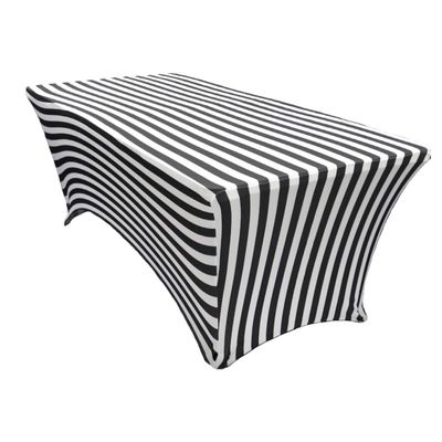 YOUR CHAIR COVERS Rectangular Spandex Table Covers 8ft Fitted Tablecloth Wedding Event Patio Decorations Elastic Fabric Stretch Tables Cover for 8 ft Folding Table (Black & White Stripe)