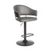 Armen Living Brody Faux Leather Swivel Barstool, Adjustable, Gray/Black view 1