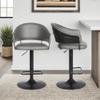 Armen Living Brody Faux Leather Swivel Barstool, Adjustable, Gray/Black view 2